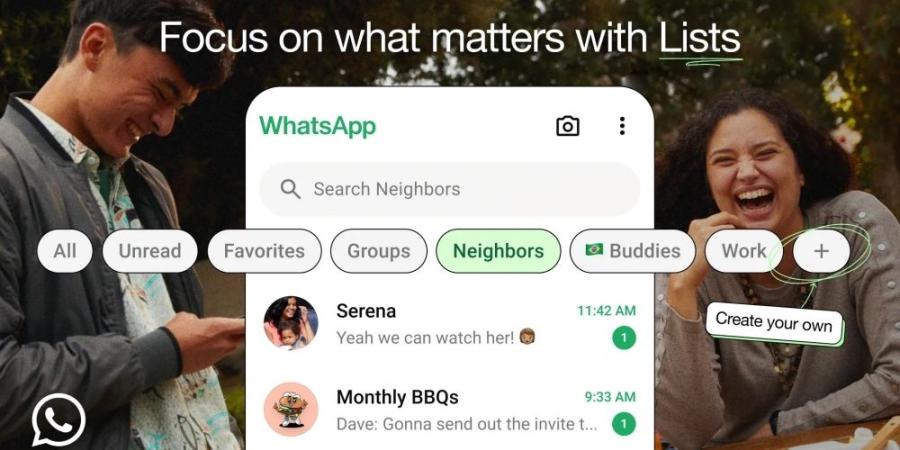 قوائم مخصصة في WhatsApp لتنظيم المحادثات