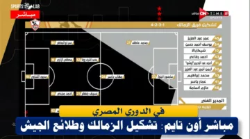 مباشر أون تايم سبورت .. تشكيل الزمالك وطلائع الجيش في لقائهما في الدوري المصري