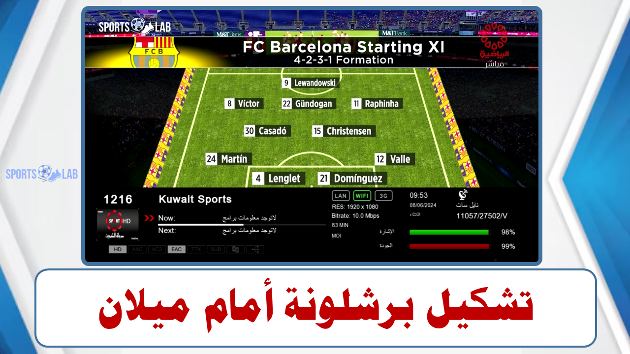 مباشر قناة الكويت الرياضية: تشكيل برشلونة أمام ميلان في مواجهتهم الودية