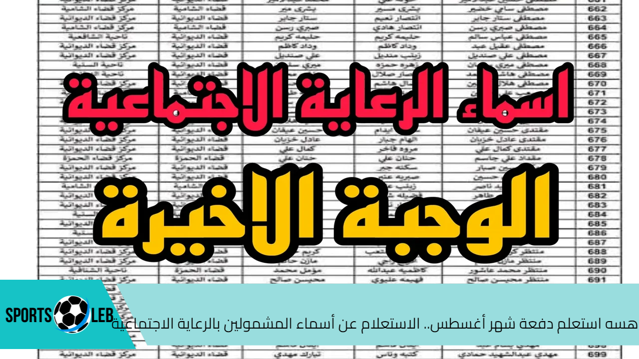 هسه استعلم دفعة شهر أغسطس.. الاستعلام عن أسماء المشمولين بالرعاية الاجتماعية 2024 الوجبة الأخيرة بالعراق